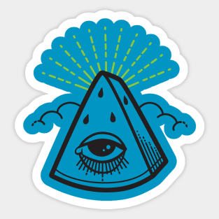 All Seeing Watermelon in Rind Green Sticker